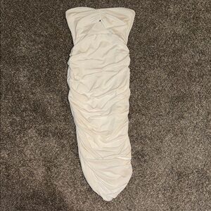 Off-White Ruched Bodycon Dress